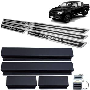 Soleira Aço Inox Chevrolet S10 Midnight Preto Alto Relevo
