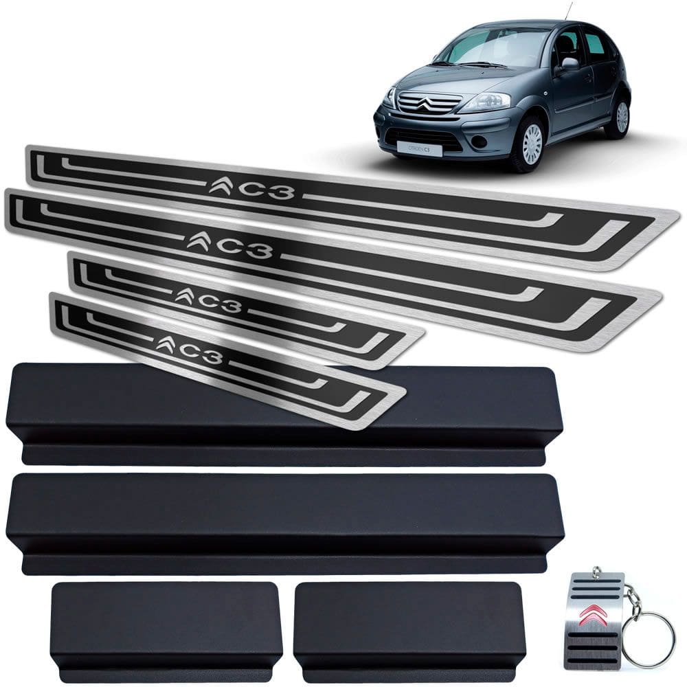 Soleira de Porta Citroen C3 2003 A 2012 Preto Alto Relevo