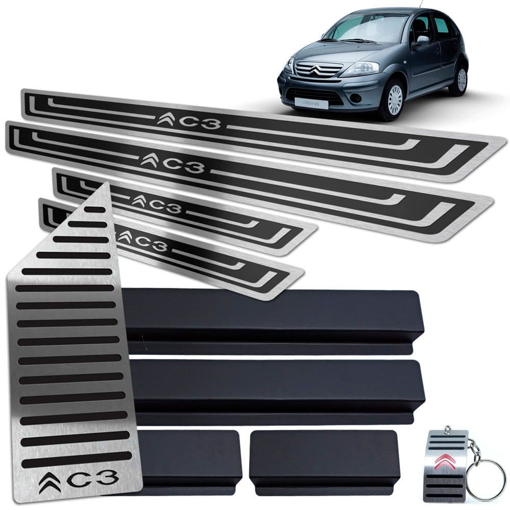 Descanso + Soleira Citroen C3 2003 A 2012 Preto Alto Relevo