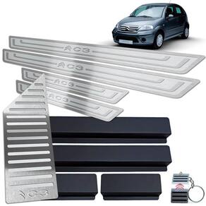 Descanso + Soleira Citroen C3 2003 A 2012 Prata Alto Relevo