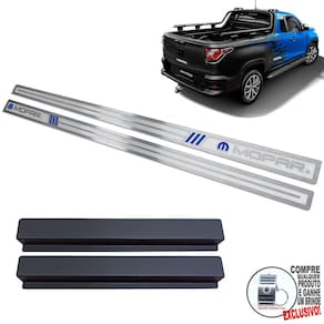 Soleira Aço Inox Fiat Strada Mopar Prata Alto Relevo