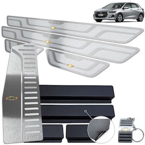 Descanso + Soleira Chevrolet Onix 2020 Prata Alto Relevo