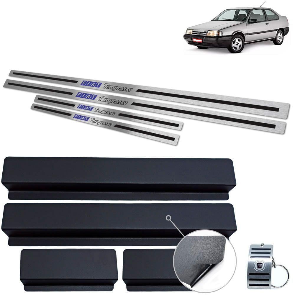Soleira de Porta Fiat Tempra 1992 A 1999 Aço Inox Preto