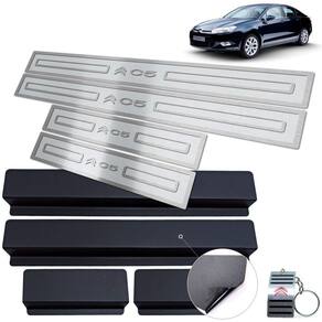 Soleira Alto Relevo Prata Em Inox Citroen C5 2009 A 2013