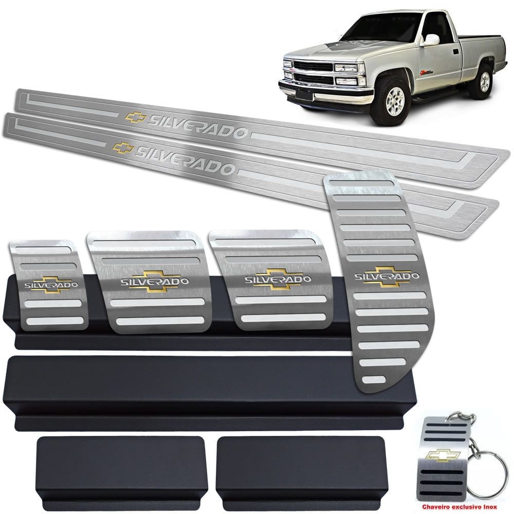 Soleiras E Pedaleiras Silverado Manual Prata Baixo Relevo