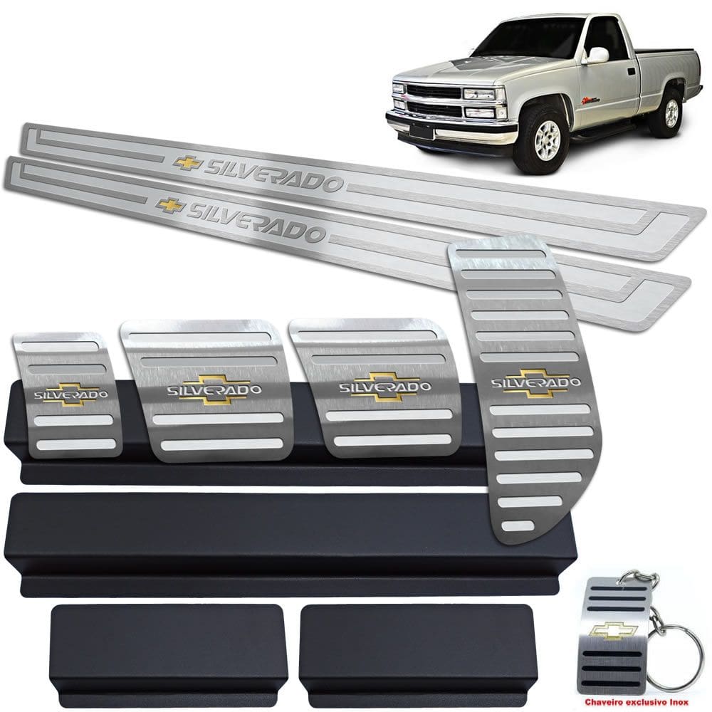 Soleiras E Pedaleiras Silverado Manual Prata Alto Relevo