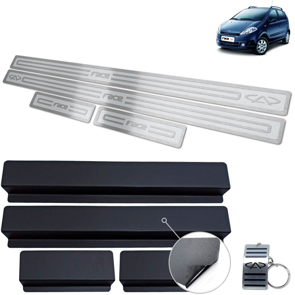 Soleiras Aço Inox Chery Face 2010 a 2015 Prata Alto Relevo