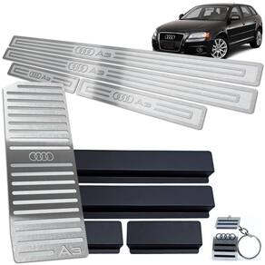 Descanso E Soleira Audi A3 2007 A 2013 Prata Em Alto Relevo