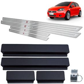 Soleira Aço Inox Fiat Punto 2007 A 2012 Prata Alto Relevo