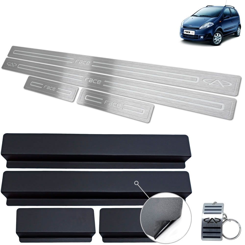 Soleiras Aço Inox Chery Face 2010 a 2015 Prata Baixo Relevo