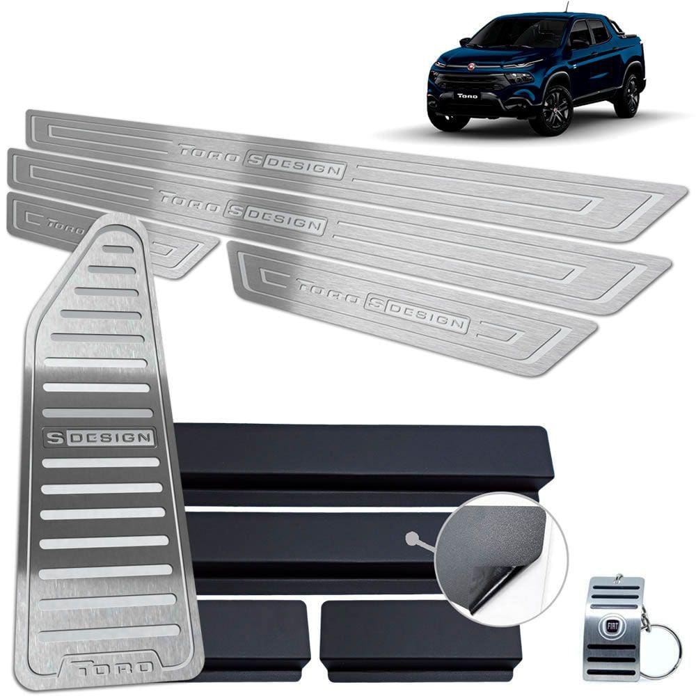 Descanso + Soleira Fiat Toro S-Design Prata Baixo Relevo