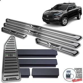 Descanso De Pé + Soleira Fiat Toro 2022 / Preto Baixo Relevo