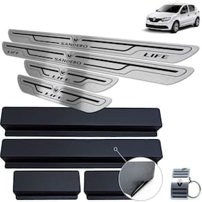 Soleira Aço Inox Renault Sandero Life Preto Baixo Relevo