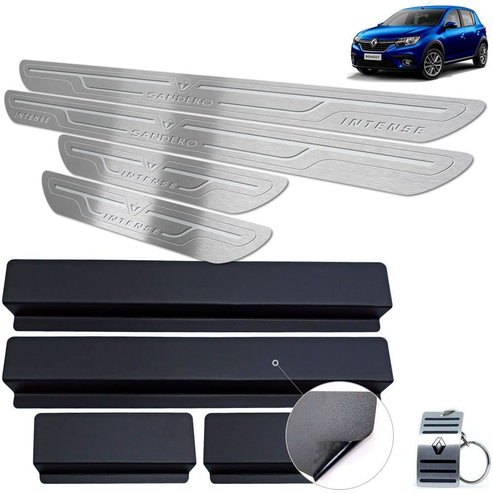 Soleira Aço Inox Renault Sandero Intense Prata Baixo Relevo