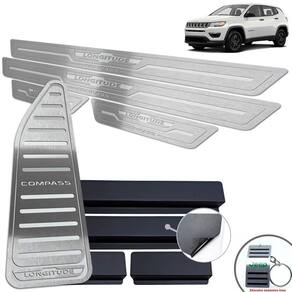 Descanso + Soleira Jeep Compass Longitude Prata Baixo Relevo