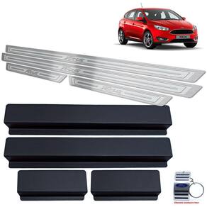 Soleira Aço Inox Ford Focus 2019 Prata Alto Relevo