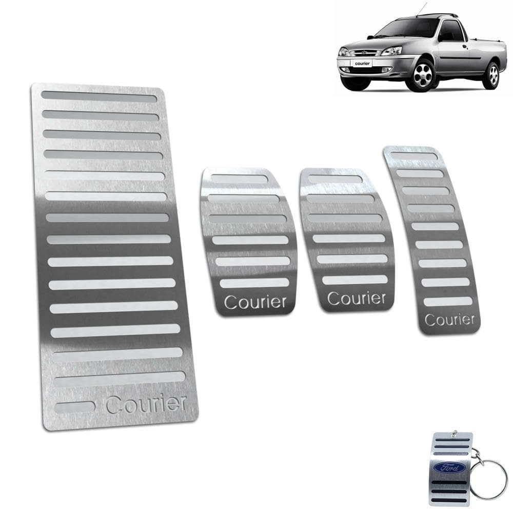 Descanso de Pé + Pedaleira Ford Courier 1997 a 2013 Aço Inox