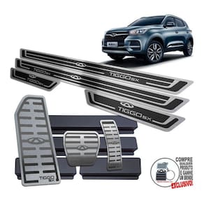 Descanso Pedaleira Soleira Chery Tiggo 5X 2021 2022 Preto