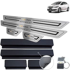 Soleira Chevrolet Onix Effect 2013 a 2019 Preto Baixo Relevo