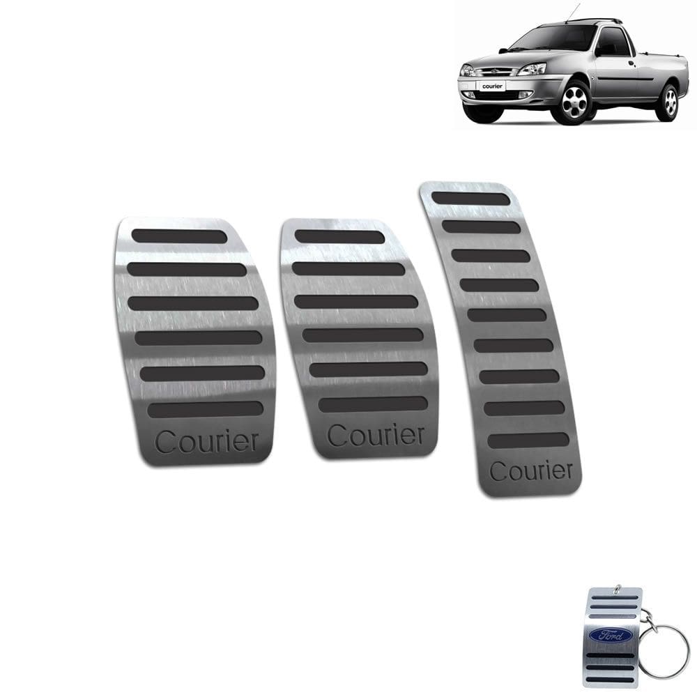 Pedaleira Manual Ford Courier 1997 a 2013 Aço Inox Preto