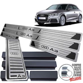 Descanso + Soleira Audi A3 2017 A 2021 Preto Baixo Relevo