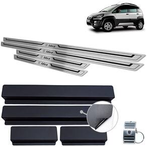 Soleira Aço Inox Fiat Idea 2011 A 2016 Preto Baixo Relevo