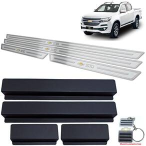 Soleiras Em Aço Inox S10 2017 A 2020 Prata Alto Relevo
