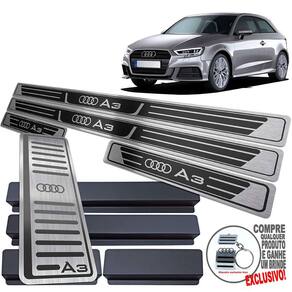 Descanso + Soleira Audi A3 2017 A 2021 Preto Alto Relevo