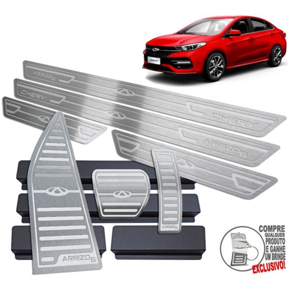 Pedaleira + Soleira + Descanso De Pé Prata Chery Arrizo 6
