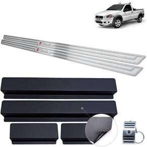 Soleira Inox Fiat Strada 2009 A 2020 Prata Alto Relevo