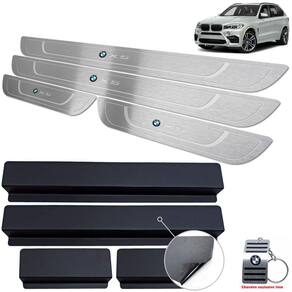 Soleira Em Inox Bmw X5 2015 A 2021 Prata Baixo Relevo