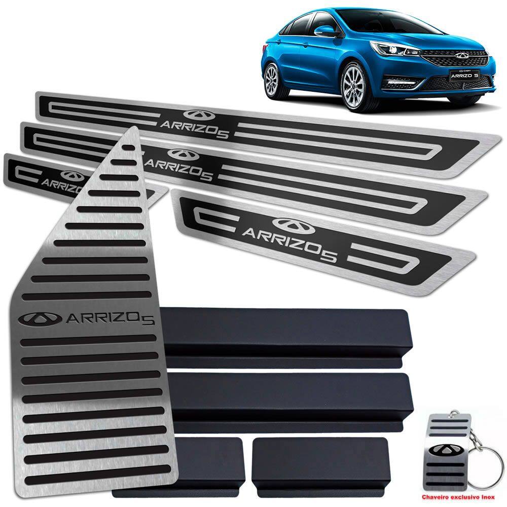 Descanso De Pé + Soleira Chery Arrizo 5 Preto Alto Relevo