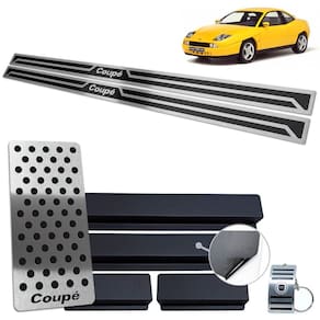 Soleira Com Descanso Aço Inox Fiat Coupé Preto Alto Relevo