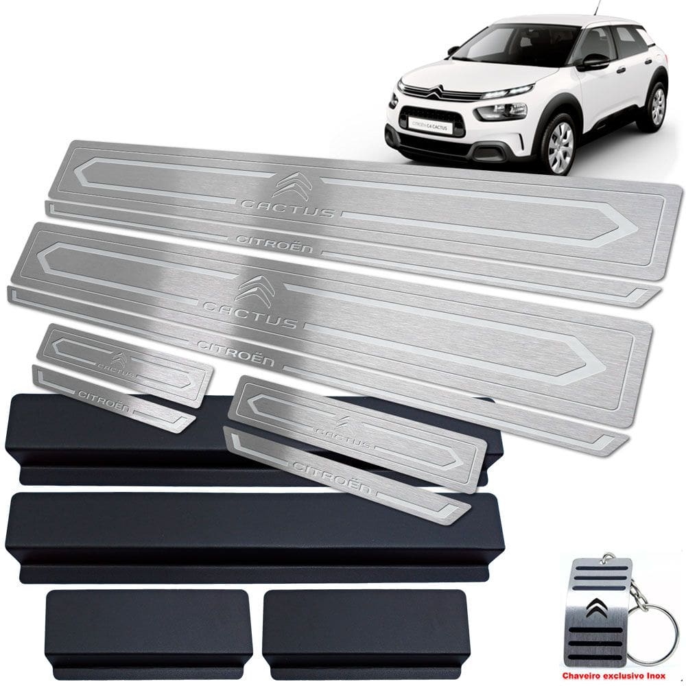 Soleira De Porta Citroen C4 Cactus Inox Prata Baixo Relevo