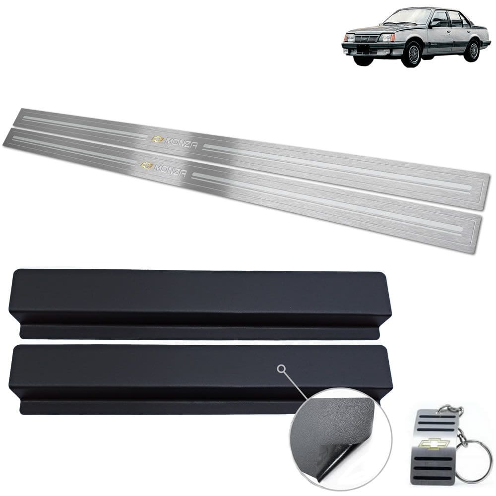 Soleira Inox Chevrolet Monza 1984 a 1990 Prata Baixo Relevo