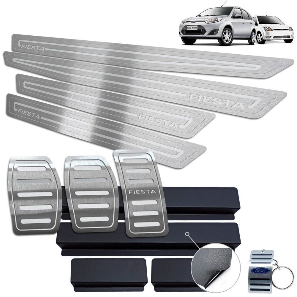 Pedaleira Soleira Ford Fiesta 2007 A 2014 Prata Baixo Relevo