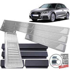 Descanso + Soleira Audi A3 2017 A 2021 Prata Baixo Relevo