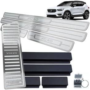 Descanso de Pé + Soleiras Inox Prata Volvo XC40 2018 A 2020