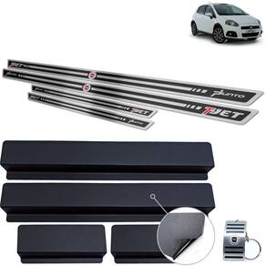 Soleira Inox Fiat Punto T-Jet 2007 A 2012 Preto Alto Relevo