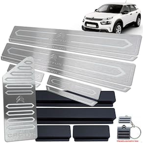Descanso + Soleira Prata Baixo Relevo Citroen C4 Cactus Inox