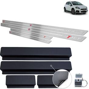 Soleira Inox Fiat Punto T-Jet 2007 A 2012 Prata Alto Relevo