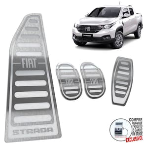 Pedaleira Manual E Descanso Fiat Strada 2021/ Aço Inox Prata