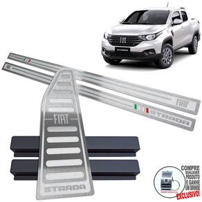 Soleira Descanso Fiat Strada 2021/ Prata Alto Relevo