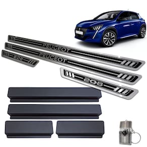 Soleira Aço Inox Peugeot 208 2021 Preto Alto Relevo