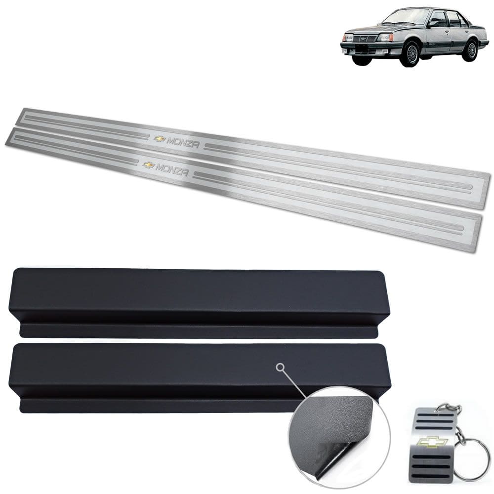 Soleira Inox Chevrolet Monza 1984 a 1990 Prata Alto Relevo