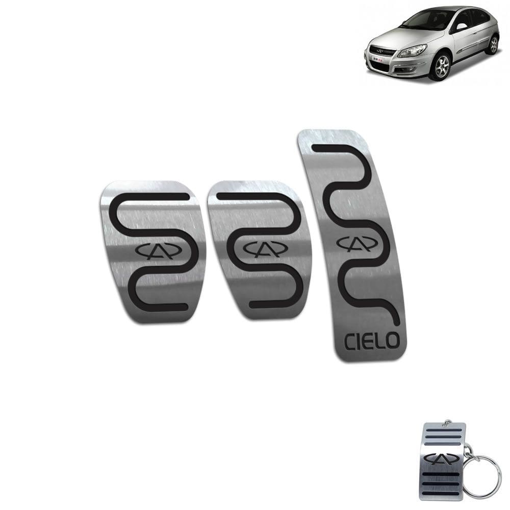 Pedaleira Chery Cielo Manual 2010 Até 2013 Aço Inox Preto