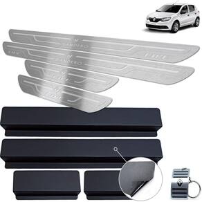 Soleira Aço Inox Renault Sandero Life Prata Baixo Relevo