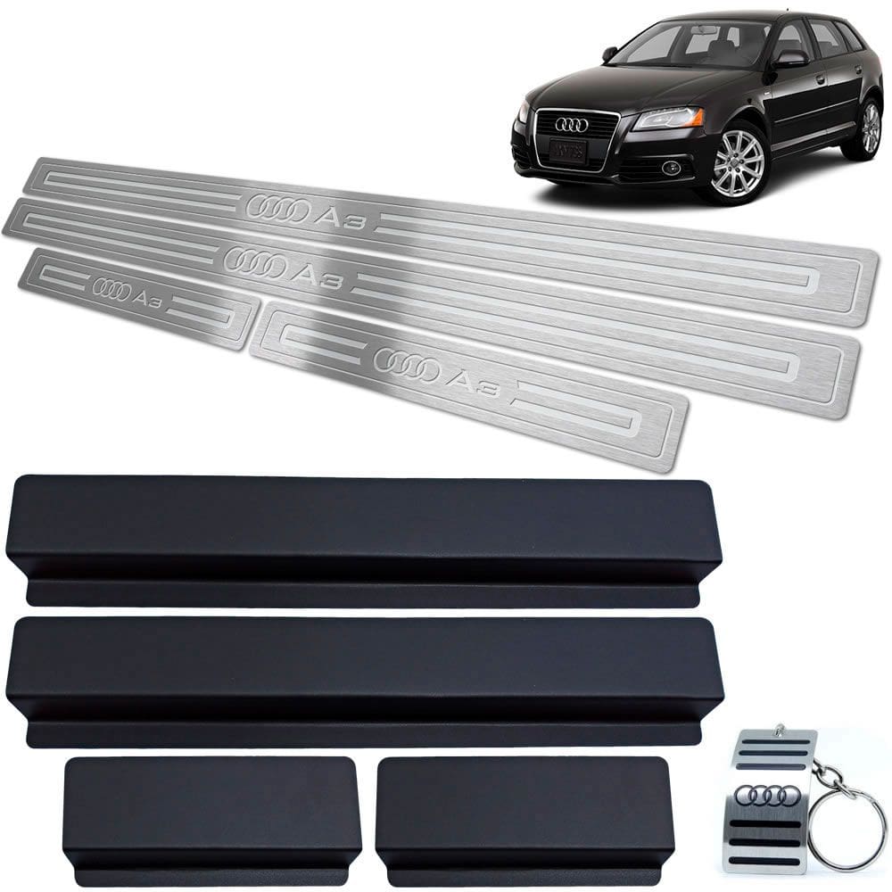Soleira de Porta Audi A3 2007 A 2013 Prata Em Baixo Relevo