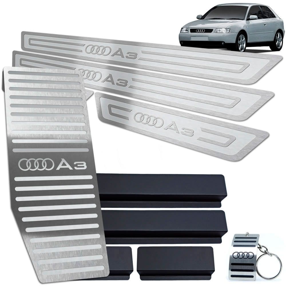 Descanso + Soleira Audi A3 1996 2006  Prata Alto Relevo