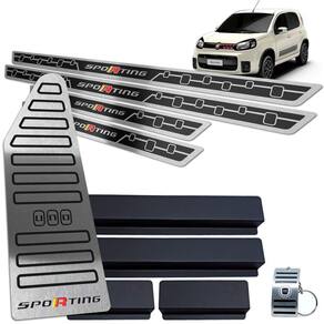 Soleiras Com Descanso Fiat Uno Sporting 2011 A 2018 Preto